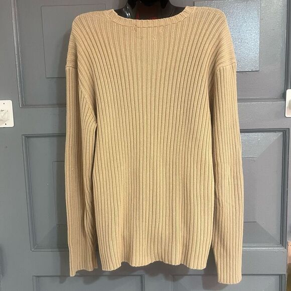 Polo Ralph Lauren Ribbed Knit Tan Women’s Long Sleeve Pull On Crew Neck Sweater - Picture 2 of 4